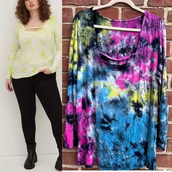 Torrid Strappy Square Neck Tee Super Soft Lovesick Tie Dye 2X NWT - Picture 1 of 8